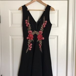 Black embroidered fit & flare
